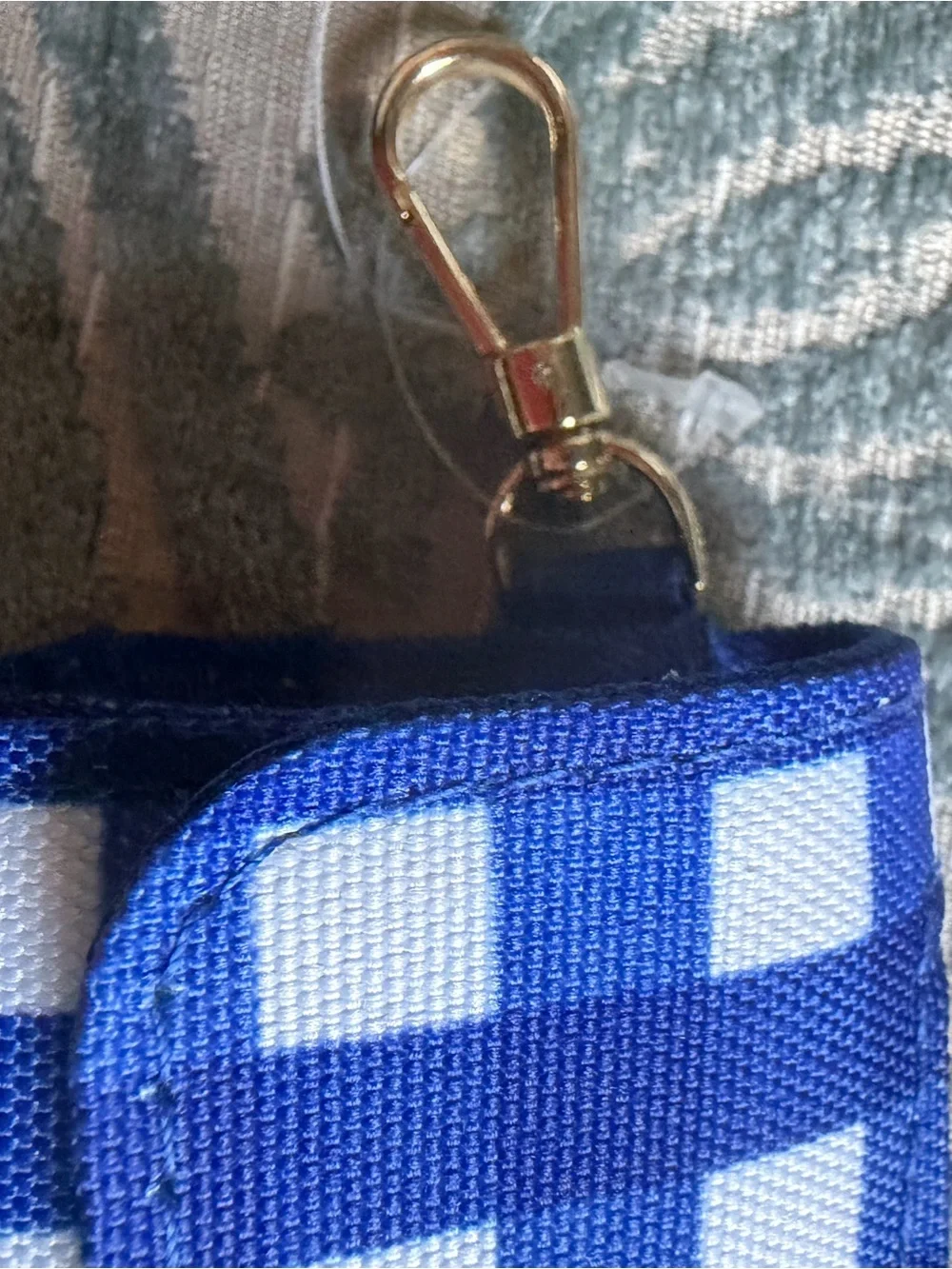 kate spade Blue and White Checkered Key Pouch dog plastic waste bags